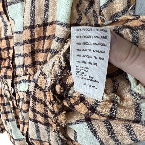 ZZZ FREE PEOPLE women shirt blouse top peach tree 17% wool 83% Viscose SZ XS $98 - Picture 6 of 11